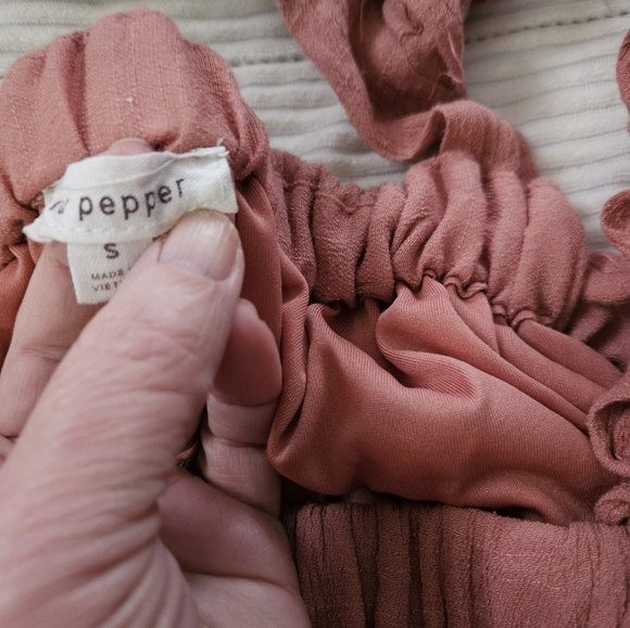 Blu Pepper Women's Ruffled Dress. Rust/Brown/orange. Size S - Picture 7 of 8